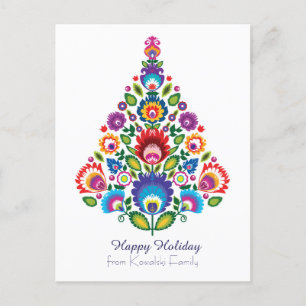 🎄Christmas tree - folklore [white] Holiday  Postcard