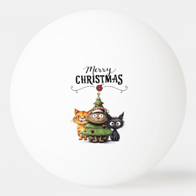 Christmas  Tree for Player who loves Cat  Ping Pong Ball (Front)