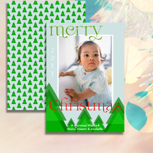 Christmas Tree Forest Modern Pale Blue Photo Card