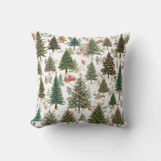 Christmas tree forest, original design throw pillow