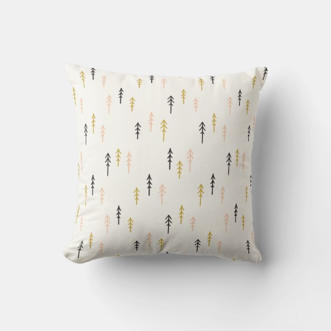 Christmas Tree Forest Pattern Throw Pillow (Front)