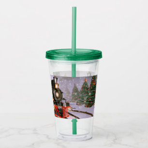 Christmas tree forest train   acrylic tumbler