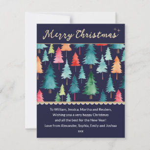 Christmas Tree Forest Watercolor Festive Holiday Card