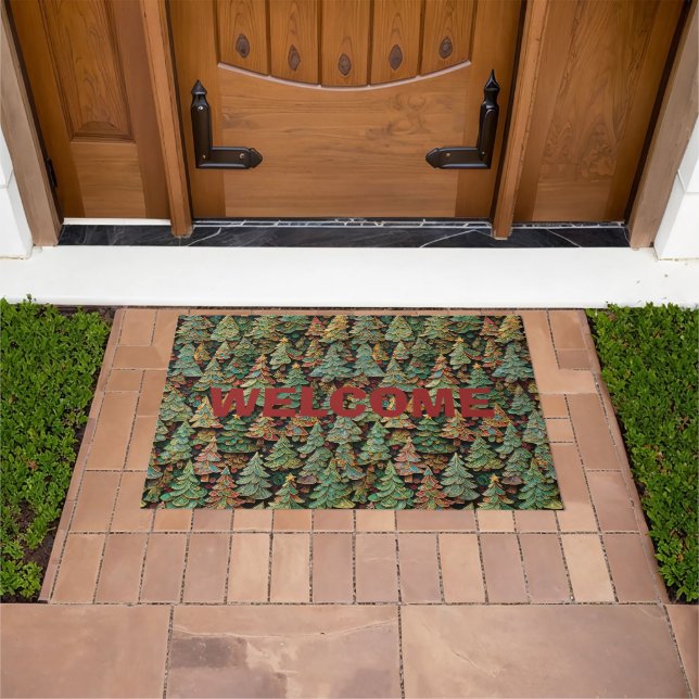 Christmas Tree Forest Whimsey Doormat (Outdoor)