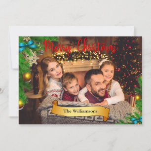 Christmas Tree Frame With Gold Decor Photo Holiday Card