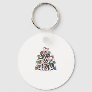 Christmas Tree French Bulldogs Frenchie French Bul Keychain