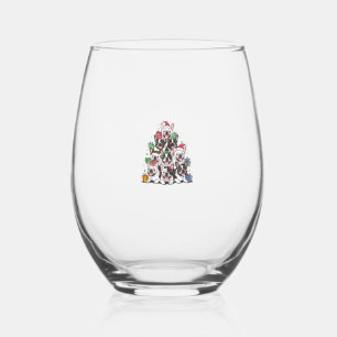 Christmas Tree French Bulldogs Frenchie French Bul Stemless Wine Glass