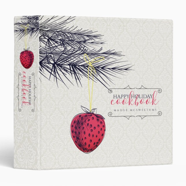 Christmas tree fruit personalized recipe cookbook binder (Front/Spine)
