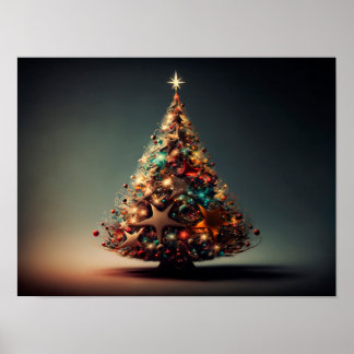 Christmas tree full of Christmas baubles. Poster