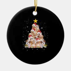 Christmas Tree Funny Dog Ceramic Ornament