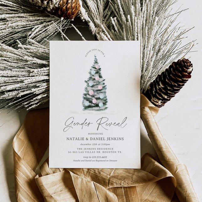 Christmas Tree Gender Reveal Baby Shower Invitation (Creator Uploaded)