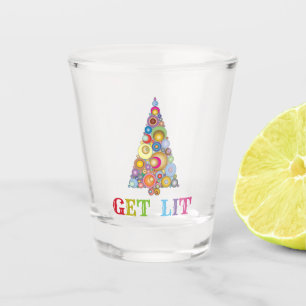 Christmas Tree Get Lit Colourful Cute Fun Funny Shot Glass