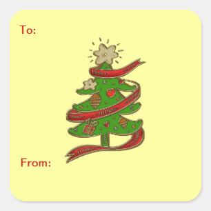 Christmas Tree Gift Tag Sticker