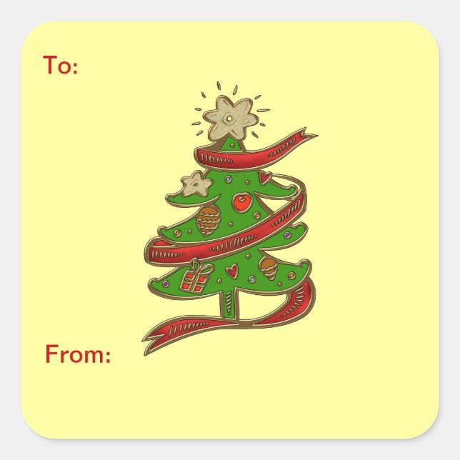 Christmas Tree Gift Tag Sticker (Front)