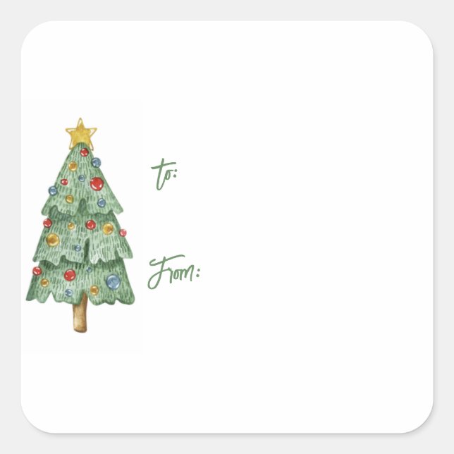 Christmas Tree Gift Tag Stickers (Front)