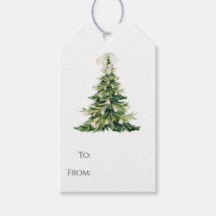 Christmas Tree Gift Tag with Bow Holiday Present