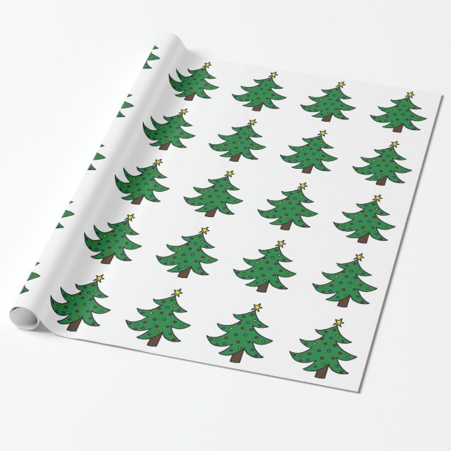 Christmas Tree Gift Wrapping Paper (Unrolled)