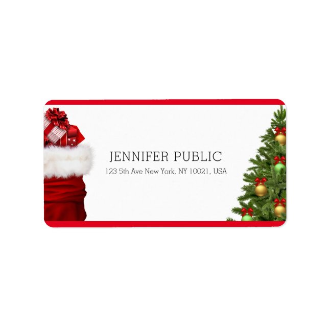 Christmas Tree Gifts Elegant Modern Template Label (Front)