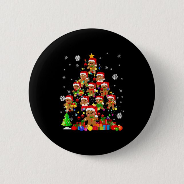 Christmas Tree Gingerbread Christmas Santa Gingerb 2 Inch Round Button (Front)