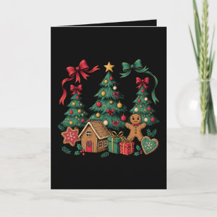 Christmas Tree Gingerbread House Cookies Xmas Bow Card