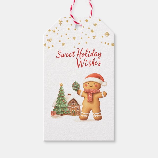 Christmas Tree Gingerbread  Man Gift Tags (Front)