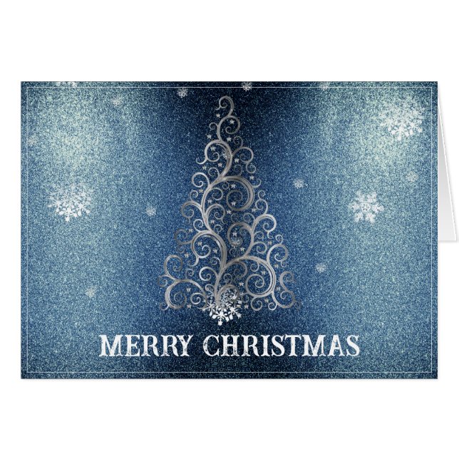 Christmas Tree Glitter and Snowflakes | Blue (Front Horizontal)