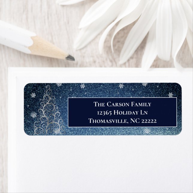Christmas Tree Glitter and Snowflakes | Blue (Insitu)