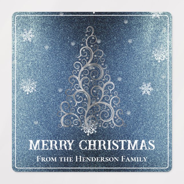 Christmas Tree Glitter and Snowflakes | Blue (Design 1)