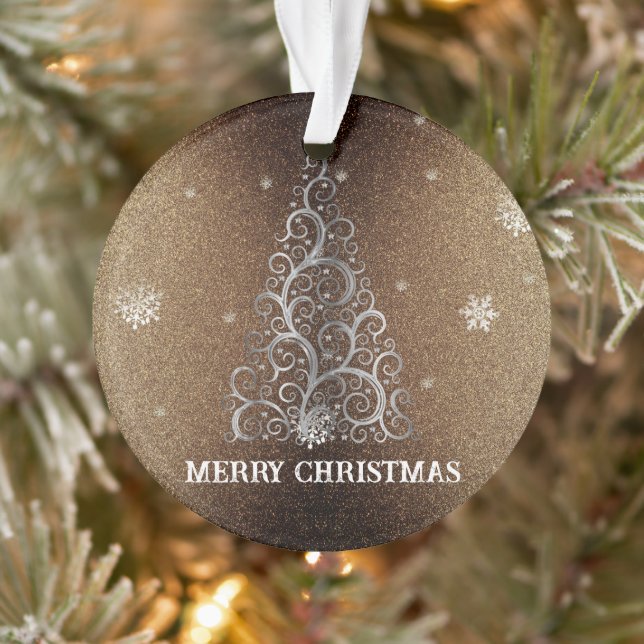 Christmas Tree Glitter and Snowflakes | Gold Ornament (Tree)
