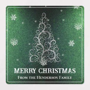 Christmas Tree Glitter and Snowflakes   Green