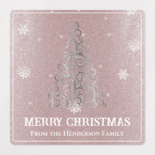 Christmas Tree Glitter and Snowflakes   Pink