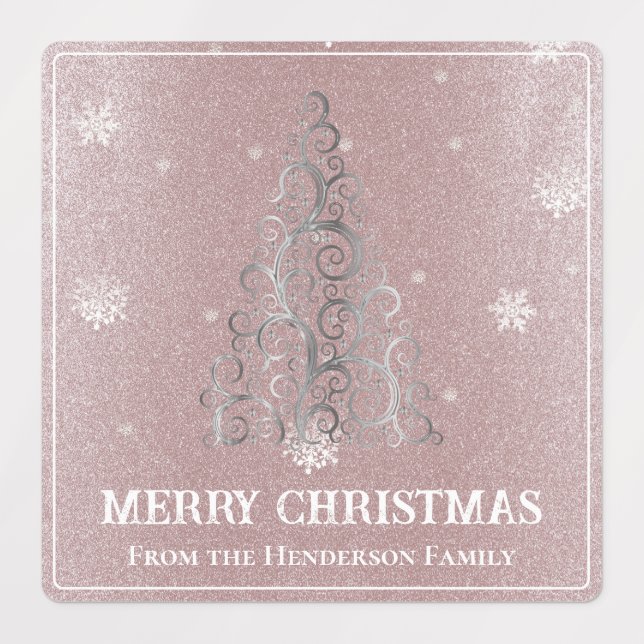 Christmas Tree Glitter and Snowflakes | Pink (Design 1)
