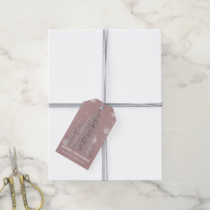 Christmas Tree Glitter and Snowflakes   Pink Gift Tags