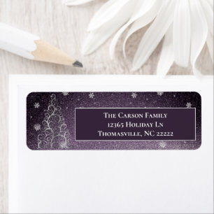 Christmas Tree Glitter and Snowflakes Purple
