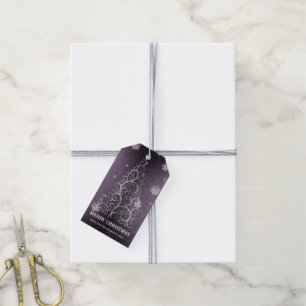 Christmas Tree Glitter and Snowflakes   Purple Gift Tags