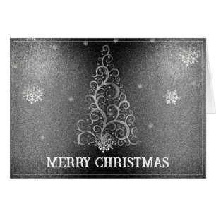 Christmas Tree Glitter and Snowflakes Silver