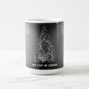 Christmas Tree Glitter and Snowflakes   Silver Coffee Mug