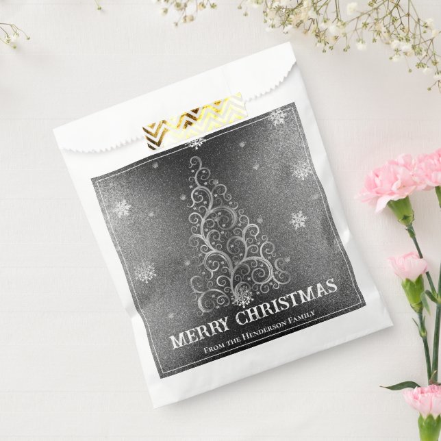 Christmas Tree Glitter and Snowflakes | Silver Favour Bag (Sealed)