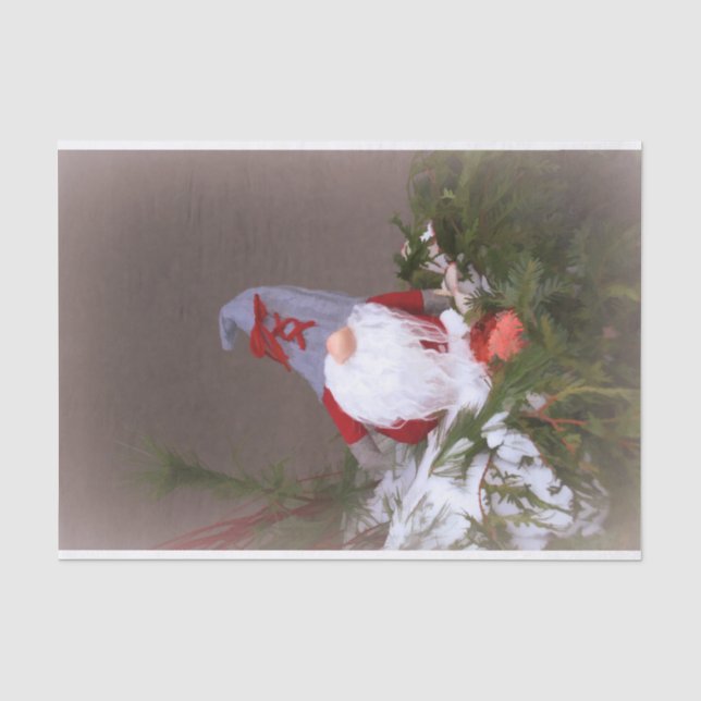 Christmas Tree Gnome Cute Red Holiday Tissue Paper (Front)