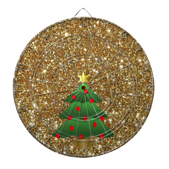 Christmas Tree gold Glitter Dartboard (Front)