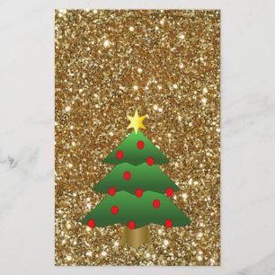 Christmas Tree gold Glitter Stationery