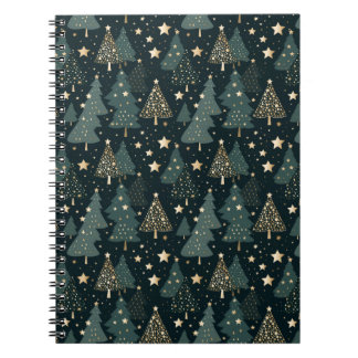 Christmas Tree Gold Green Pattern Decor Notebook