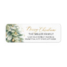 Christmas Tree Gold Script Return Address Label