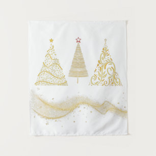 christmas tree gold seasonal invitation tapestry
