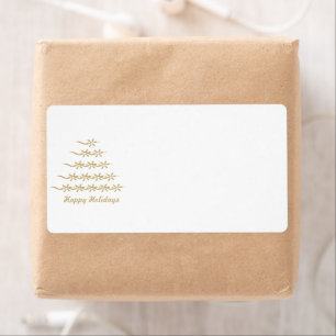 Christmas Tree gold white blank Return Address