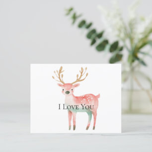 Christmas Tree Gold White Pink Mint Peace Joy Postcard