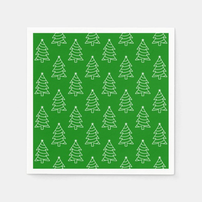 Christmas Tree Green Background Paper Napkin (Front)