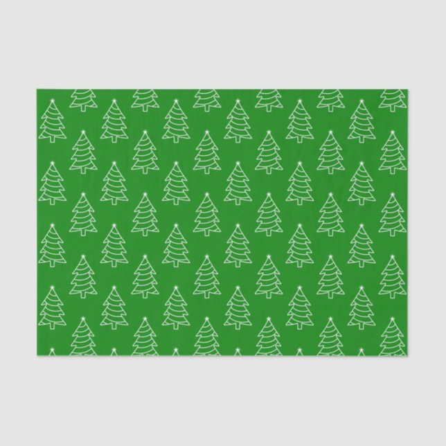 Christmas Tree Green Background Tissue Paper (Front)