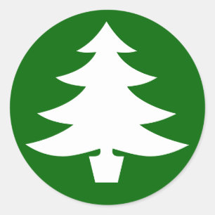Christmas Tree, green Classic Round Sticker
