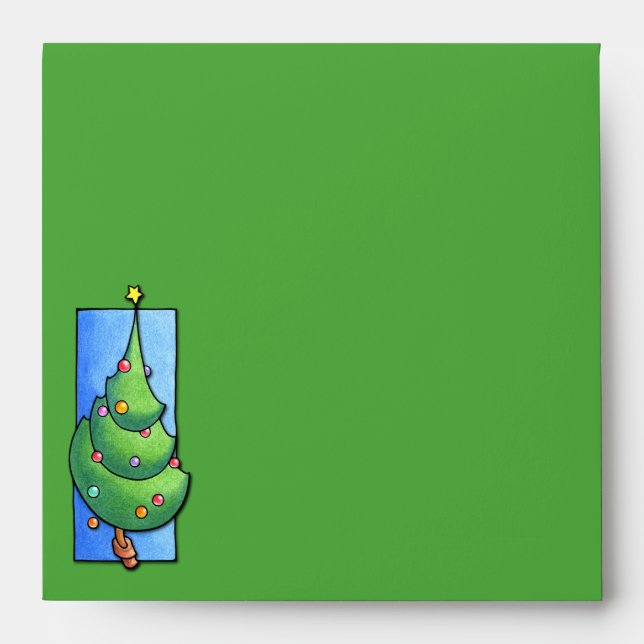 Christmas Tree green Invitation Envelope (Front)